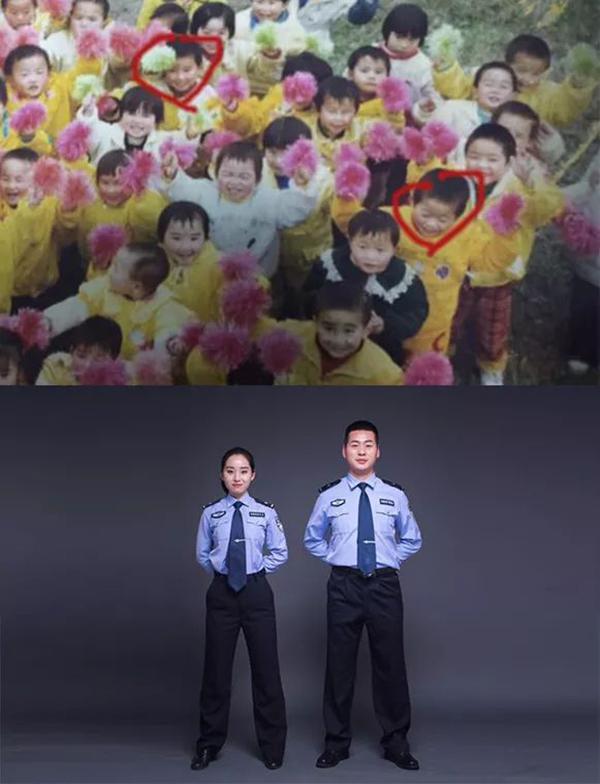 湖北两民警结婚恋爱时发现两人二十年前幼儿园同框照